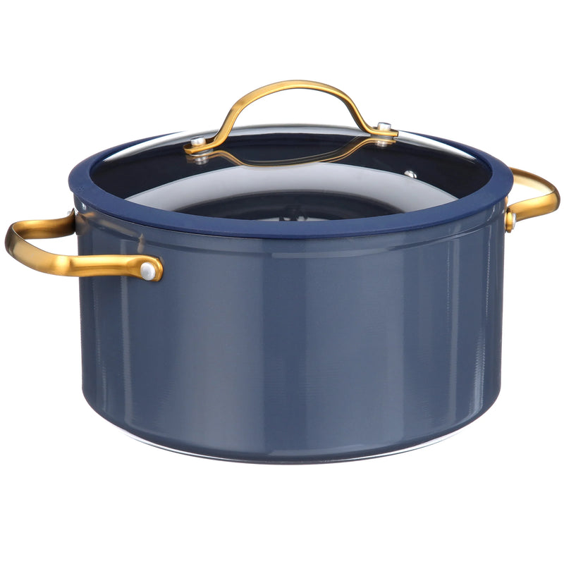 12-Piece Non-Stick Cookware Set, Signature Collection Pots and Pans Set - Blue
