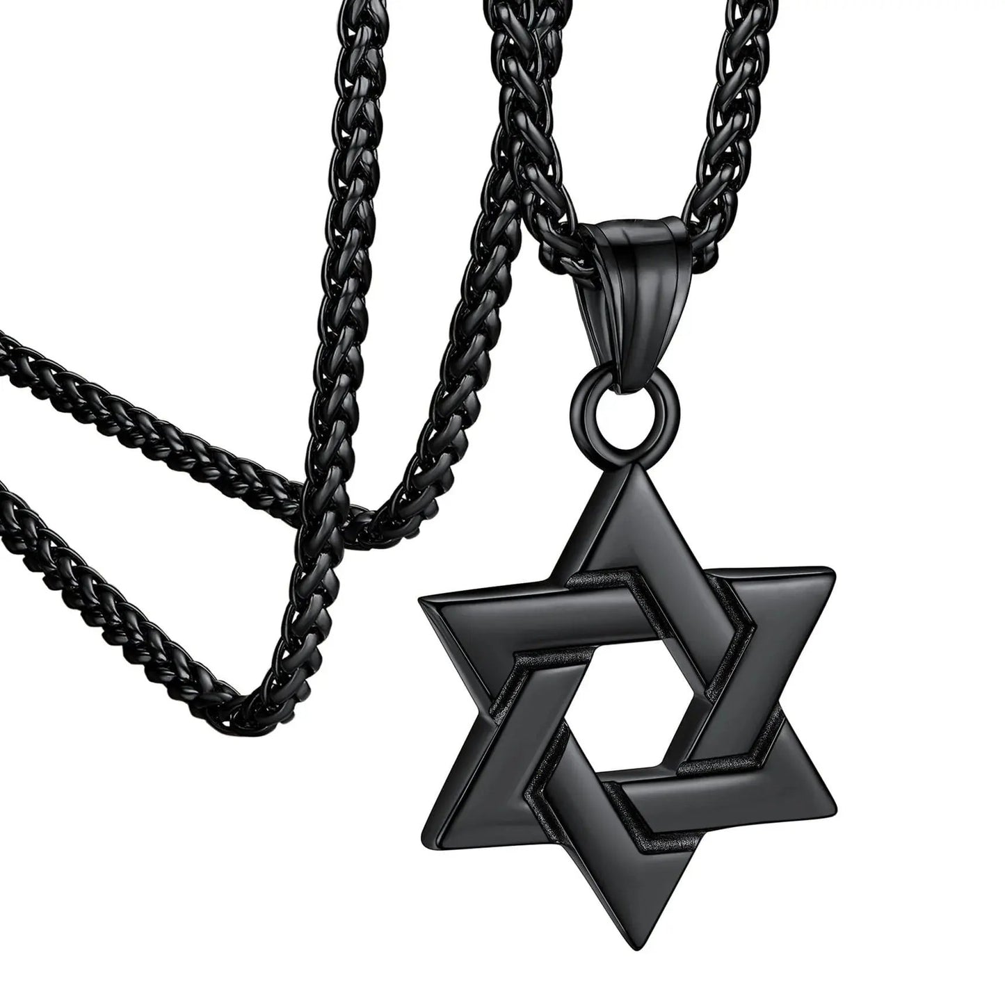 Shine Bright with Our Black Star of David Necklace - Perfect Gift for Dads, Boyfriends, and Men!