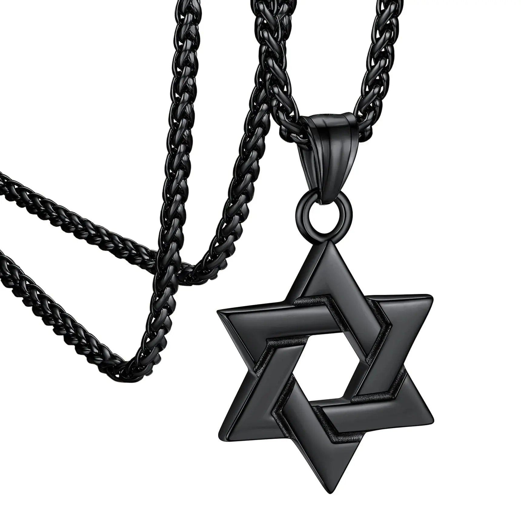 Shine Bright with Our Black Star of David Necklace - Perfect Gift for Dads, Boyfriends, and Men!