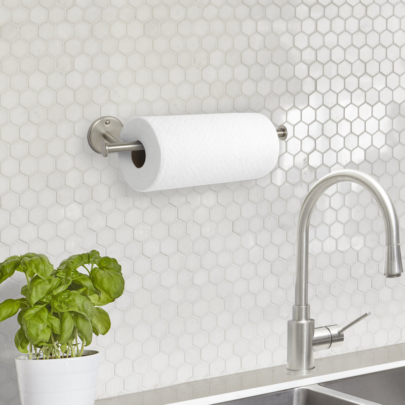 Paper Towel Holder,  Metal Wall Mounted Kitchen Paper Towel Holder, 14 Inch, Nickel