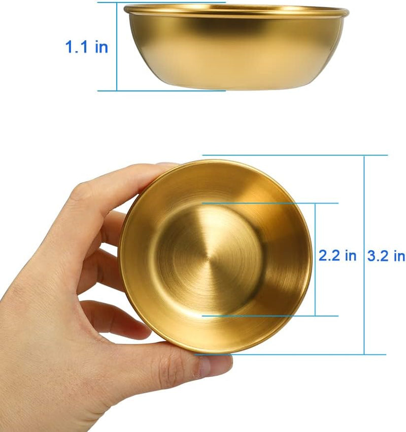 Elevate Your Dining Experience with These 8 Golden Mini Stainless Steel Sauce Dishes! Perfect for Sushi, Dips, and Appetizers! 🍣✨