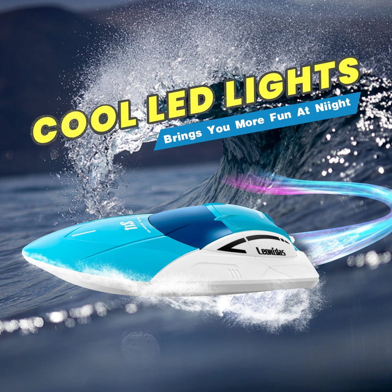 S4 RC Boat - Remote Control Boat for Pools and Lakes, 4 Channel 2.4GHZ Remote Control, and Rechargeable Boat Battery，Blue