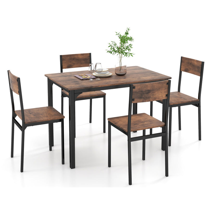 Stylish 5-Piece Industrial Dining Table Set for 4 – Perfect for Modern Kitchens