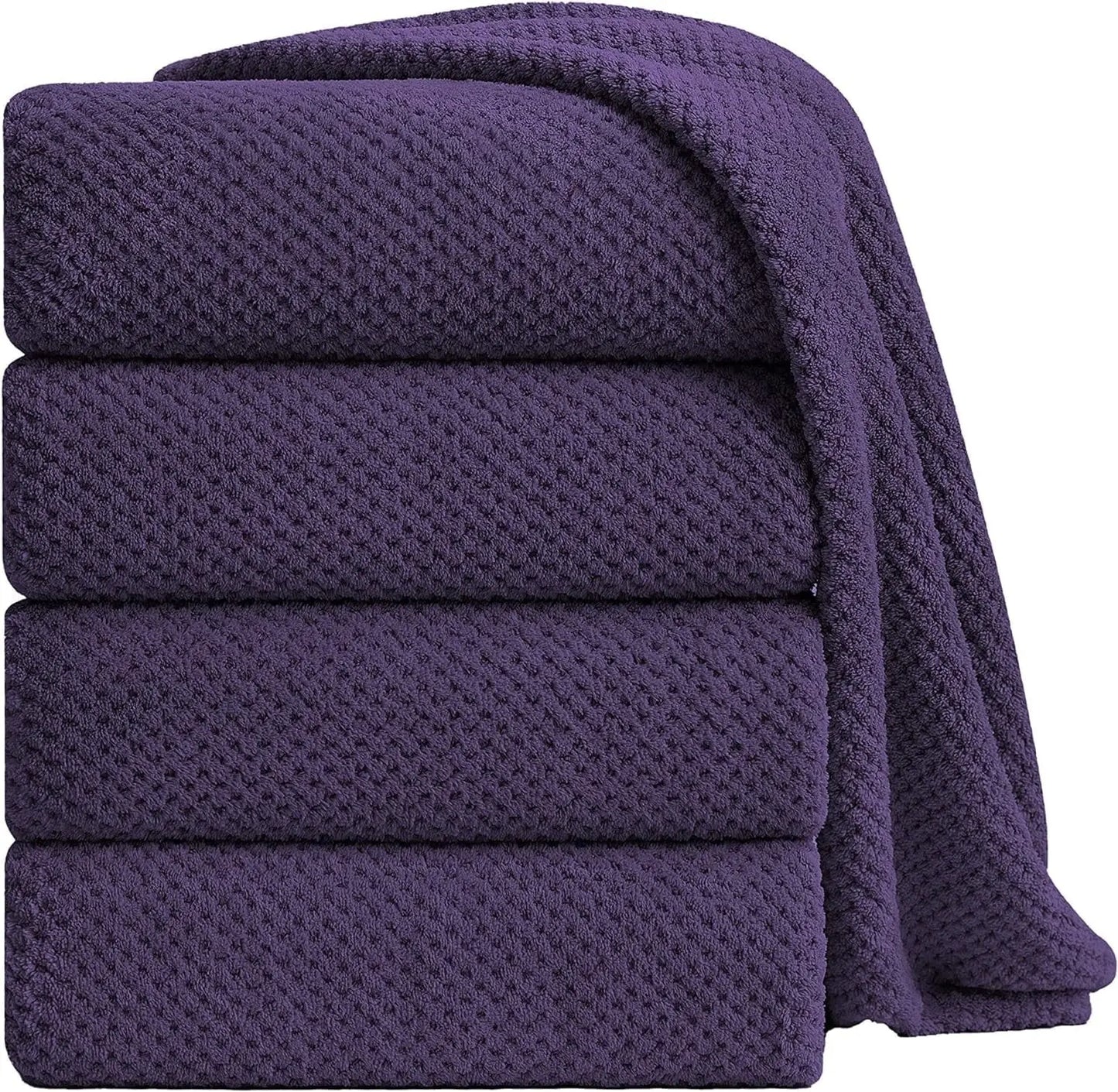 4 Pack Towel Set Oversized Bath Sheet Towels 600 GSM Ultra Soft Dark Purple Bath Towels