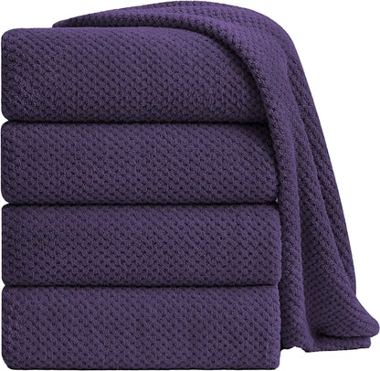 4 Pack Towel Set Oversized Bath Sheet Towels 600 GSM Ultra Soft Dark Purple Bath Towels