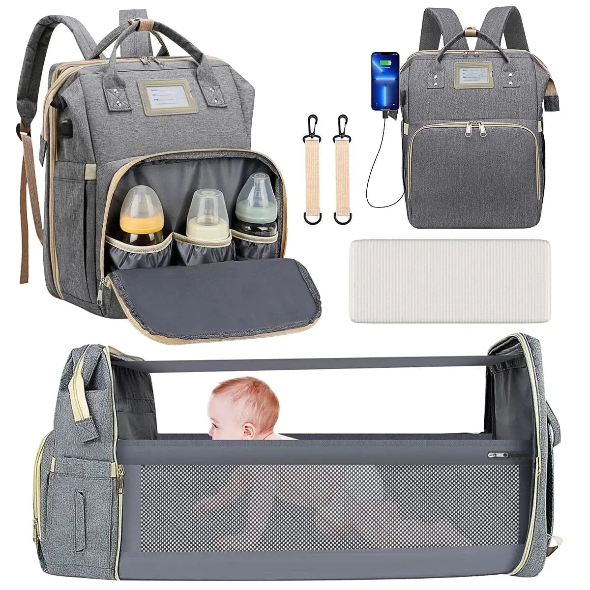 Stylish Pink Diaper Bag Backpack - Multifunctional Baby Changing Bag with Insulated Pockets and Stroller Straps for Ultimate Convenience