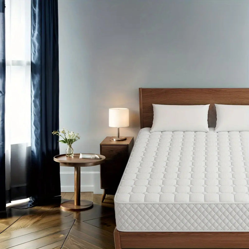 1pc Luxurious MRH Hybrid Mattress - 12 Inches Box-Style Mattress for Home and Hotel Use - Memory Spring, Individually Pocketed Springs, White and Gray, Comfortable Sleeping Solution Our3Designs
