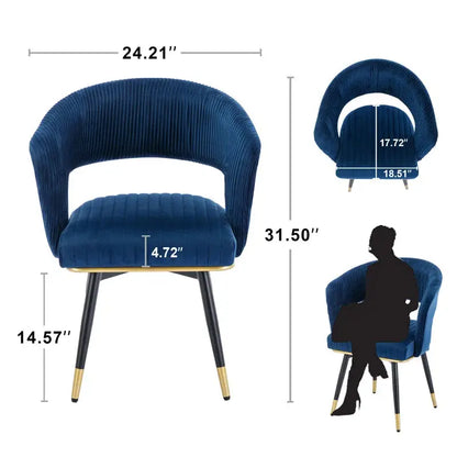 Janalyn Swivel Velvet Dining Chair Upholstered Back Arm Chair