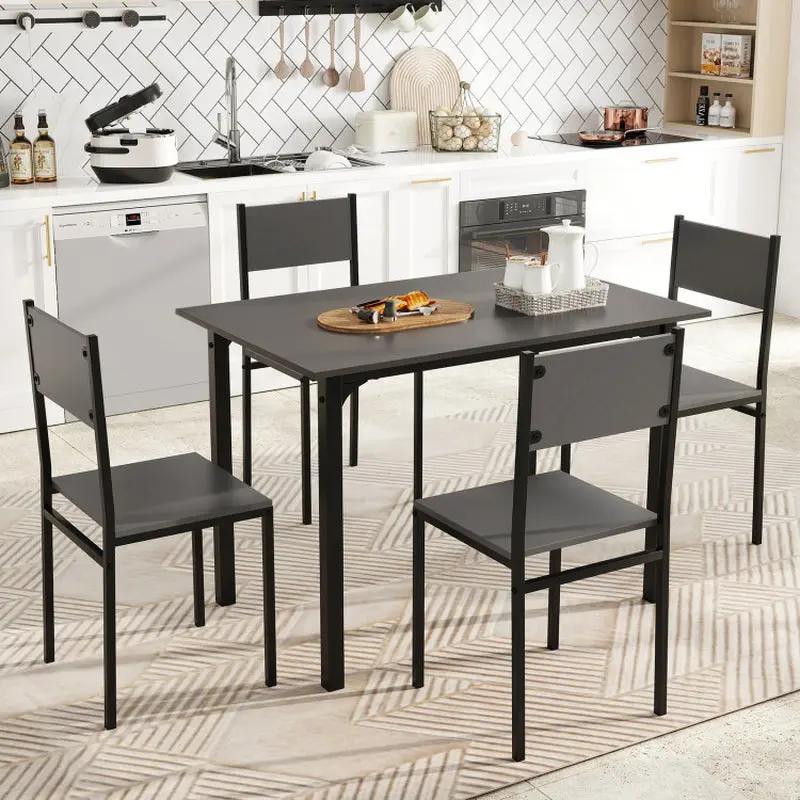 Stylish 5-Piece Industrial Dining Table Set for 4 – Perfect for Modern Kitchens