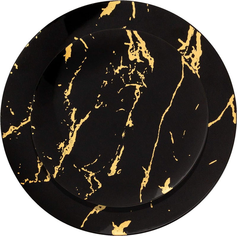 Elevate Your Party with Elegant Black & Gold Disposable Plates - 128 Premium Heavyweight Designs! 🎉✨