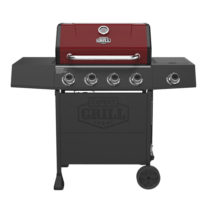 4 Burner with Side Burner Propane Gas Grill in Red, 60,000 Btus