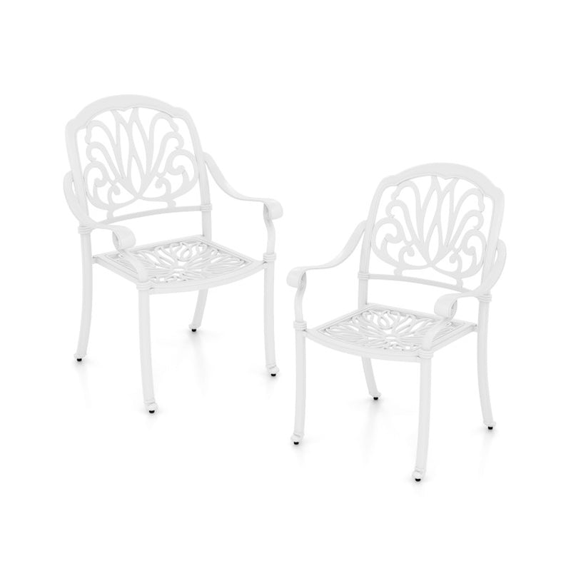 Upgrade your outdoor space with these stylish 2-piece cast aluminum dining chairs featuring comfy armrests! 🌞✨ #PatioPerfection #OutdoorLiving