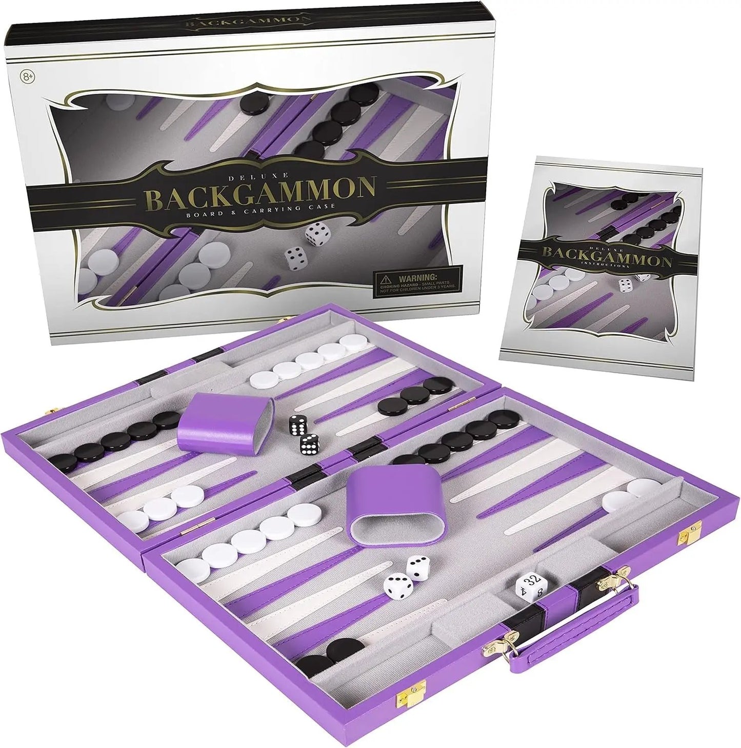 Tiny Backgammon Battle Kit: War of Wits for Grown-Ups & Mini-Mes - Comes with Fancy Leather Fortress & Secret Battle Tips (Purple Power!)