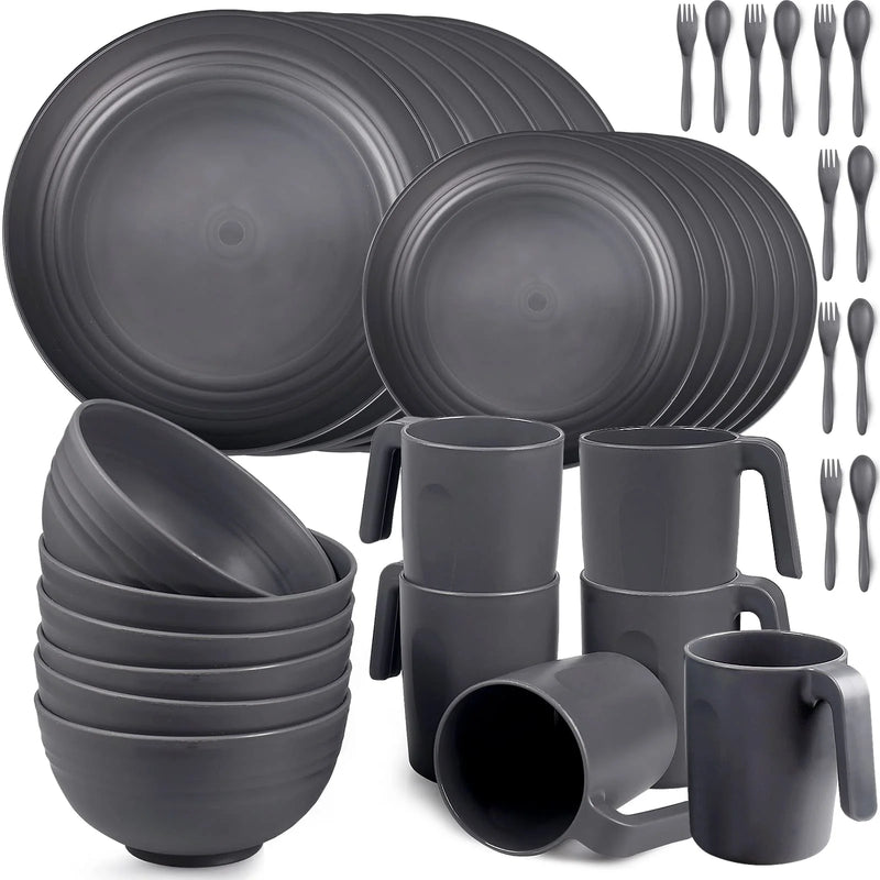 Elevate Your Dining Experience with Our 36PCS Unbreakable Plastic Dinnerware Set - Perfect for 6! 💙✨ Microwave Safe & Lightweight! 🍽️ #Dinnerware #HomeEssentials