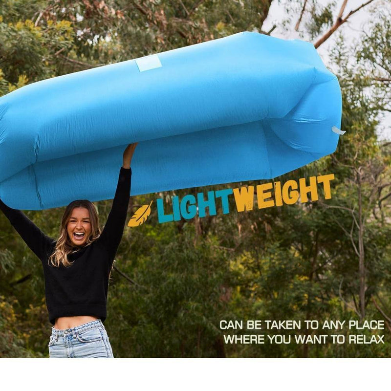Chill Anywhere: Light Blue Inflatable Lounger for Ultimate Comfort on Your Adventures! 🌟🏕️ #Camping #Picnics #BackyardVibes
