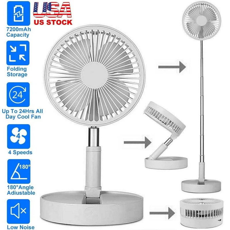 Stay cool on-the-go! 🌬️ Check out our 2-in-1 Foldable Cordless Fan with 4 Adjustable Speeds and Rechargeable Battery! Perfect for home or desk! 💨🔋