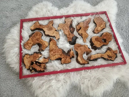 Live Edge Varnished Olive Wood Slabs – Set of 6, 10, or 16 for Epoxy Tables, DIY Crafts & Resin Projects - Our3Designs