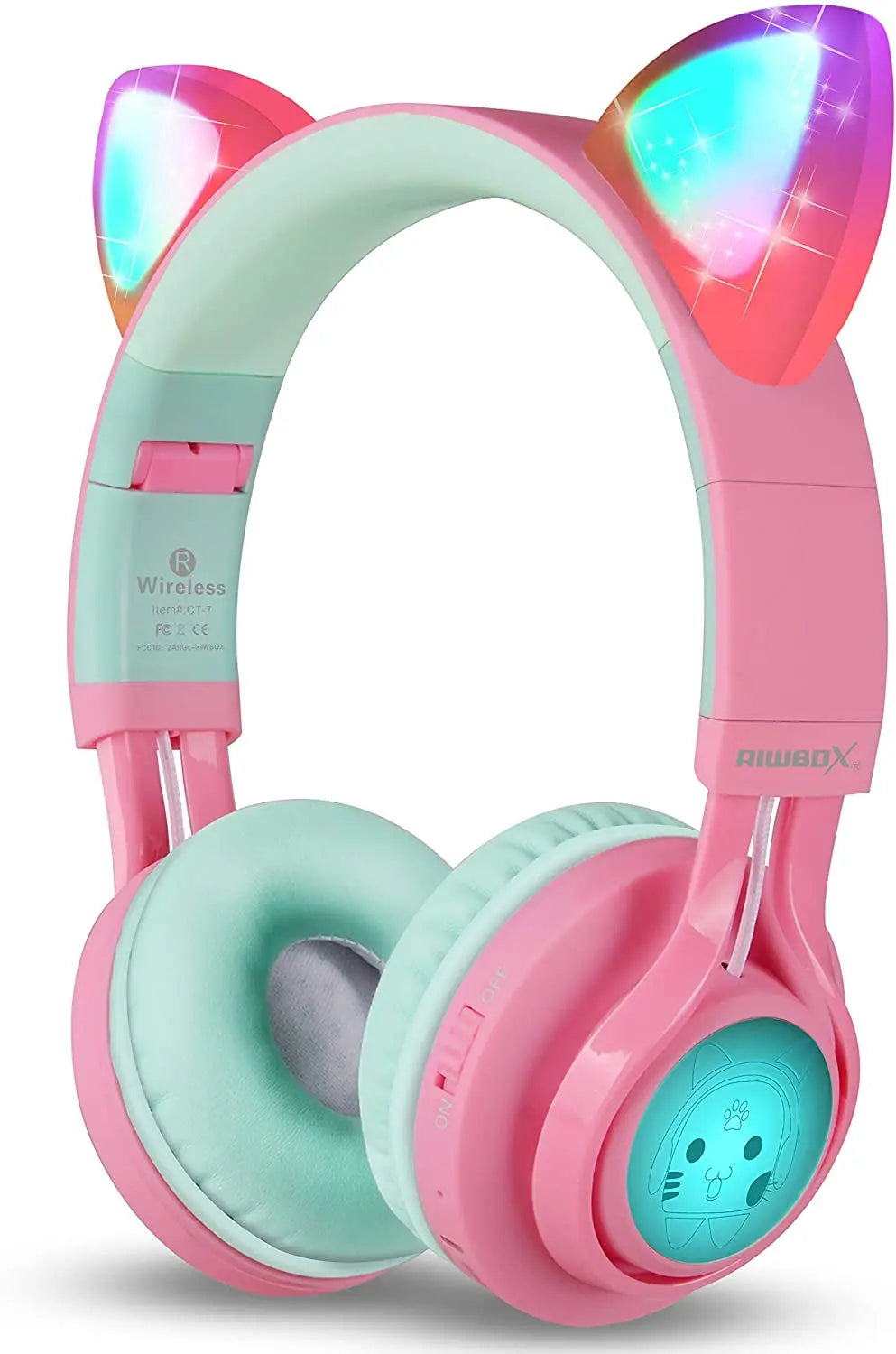 CT-7 Cat Ear Bluetooth Headphones: The Purr-fect Party Animal with LED Lights for Ultimate Fun!