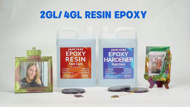 JANCHUN 4 Gallon Epoxy Resin- Crystal Clear Epoxy Resin Kit - No Yellowing No Bubble High Gloss Molding & Casting Resin For River Table Tops, Art Resin For Jewelry Making, DIY Art Craft, Tumblers, Molds, Art Painting, Fast Cu Our3Designs