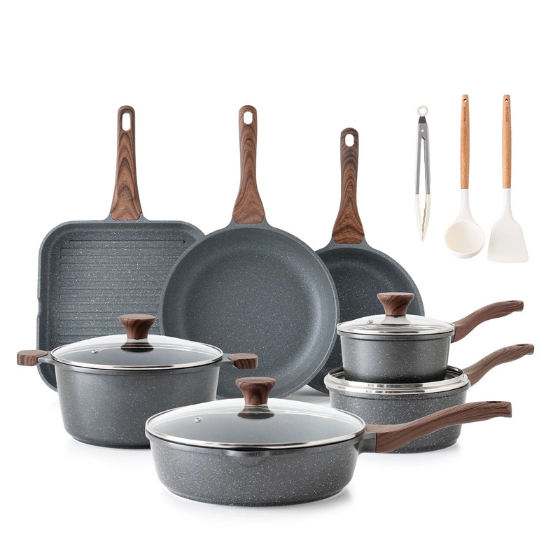 Upgrade Your Kitchen Game with Our 17-Piece Ceramic Nonstick Cookware Set! 🍳✨ Perfect for Healthier Cooking! #KitchenEssentials #HealthyCooking