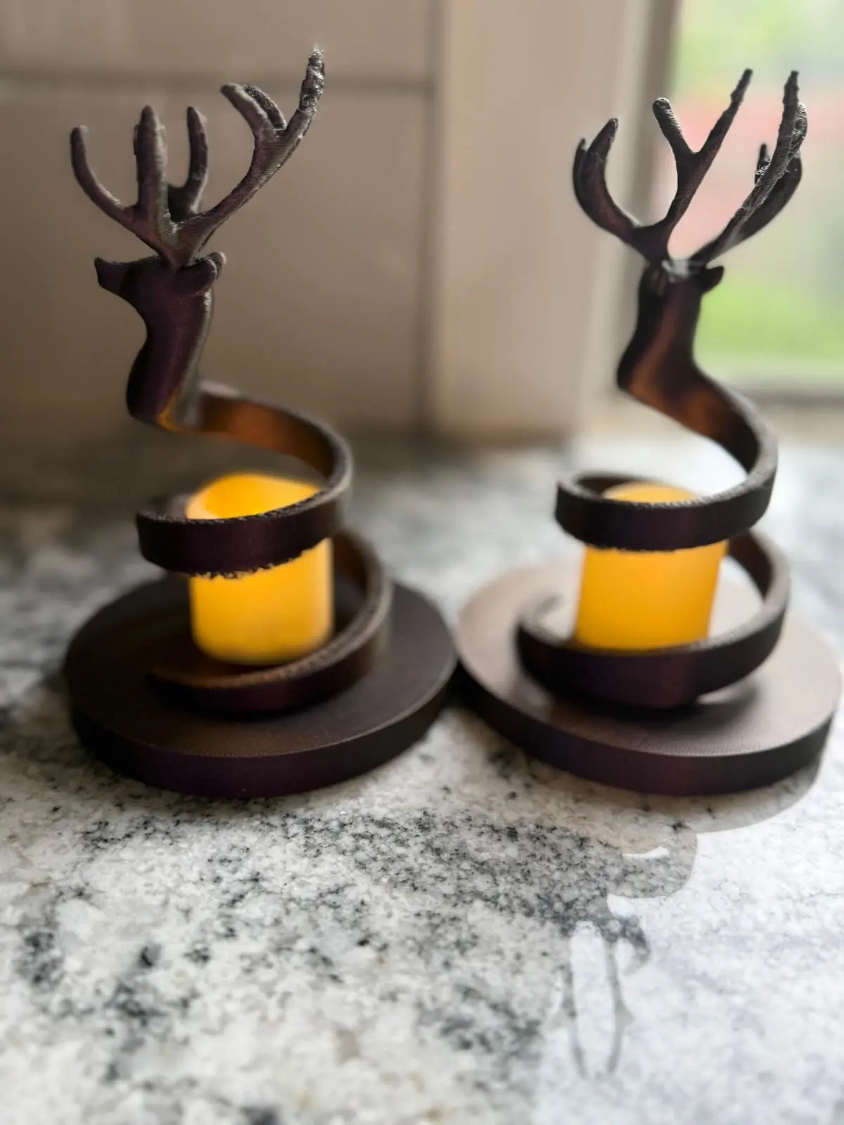 Deer Antler Tea Light Holders – Rustic Candle (included) Decor - Our3Designs