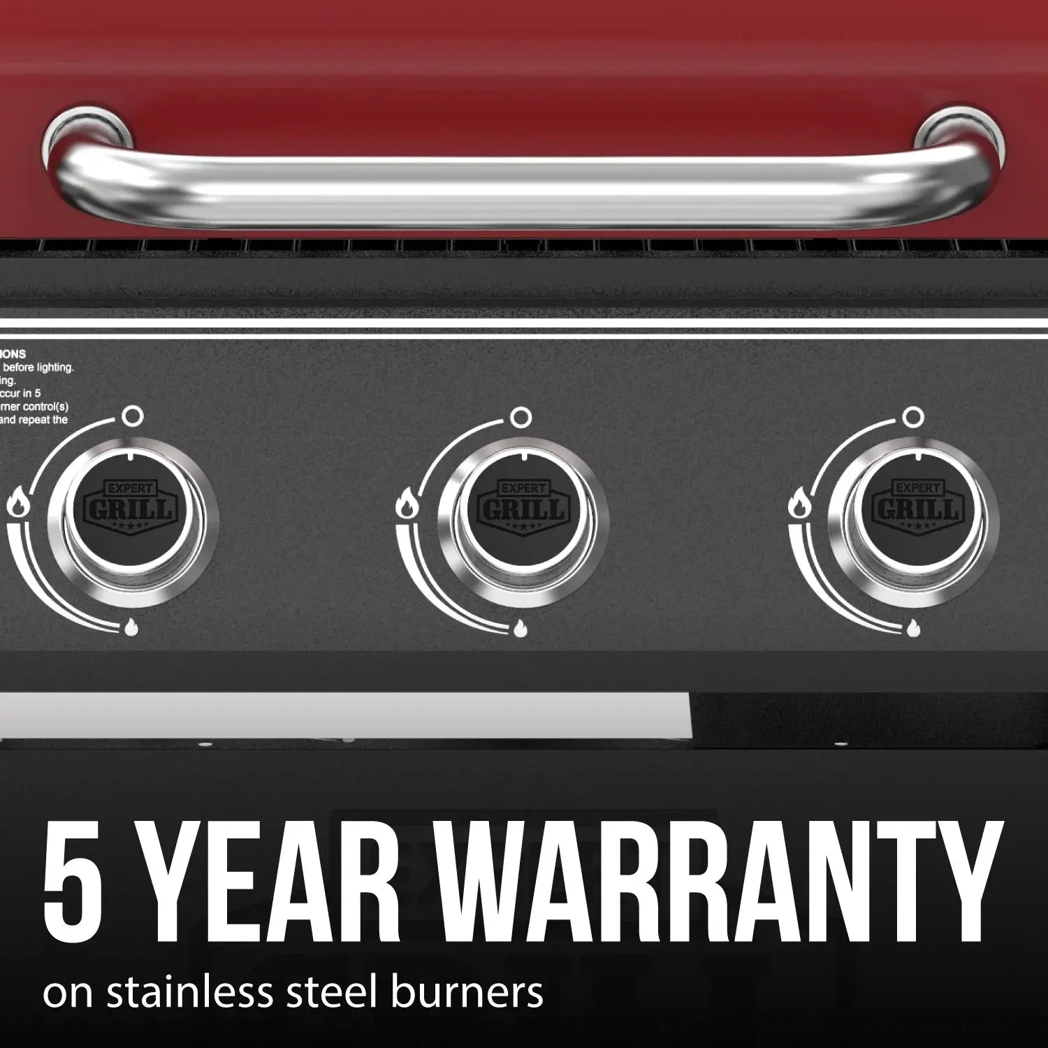 3 Burner Propane Gas Grill in Red