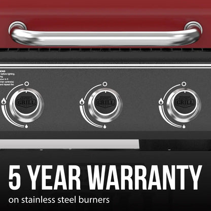 3 Burner Propane Gas Grill in Red