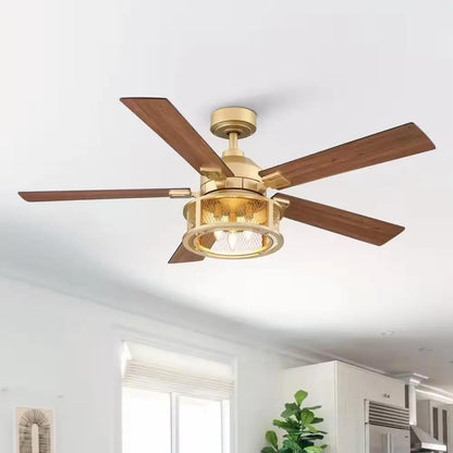 52 In. Indoor Industrial Mesh Metal Reversible Blades Black Ceiling Fan with Light Kit and Remote Control