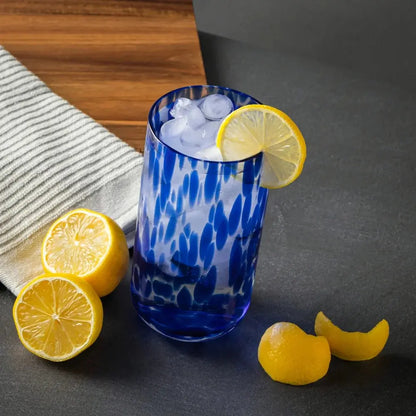 20 Fl Oz Blue Tortoise Drinking Glasses, Set of 6