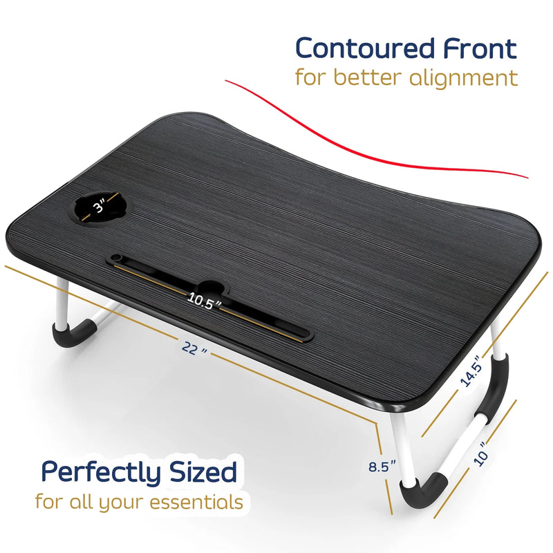 Reading Pillow Bonus Portable Lap Desk Stand for Laptop, Back Rest Pillow for Sitting in Bed, Shredded Memory Foam Bed Rest Pillow with Arms and Pockets, Large, Black