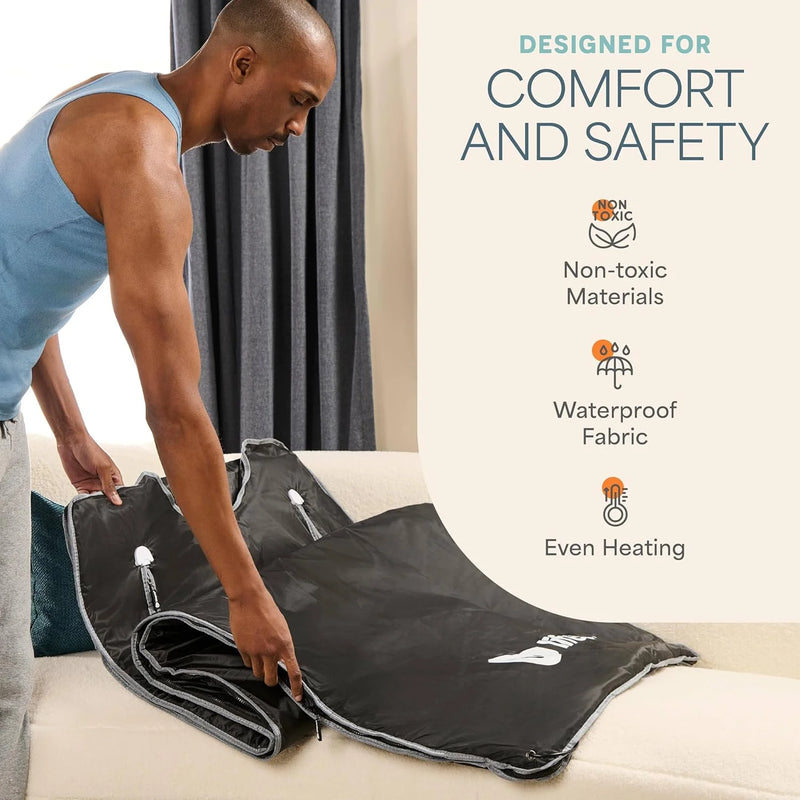 Bioremedy Portable Far-Infrared Sauna Blanket for Weight Loss and Detox - Black