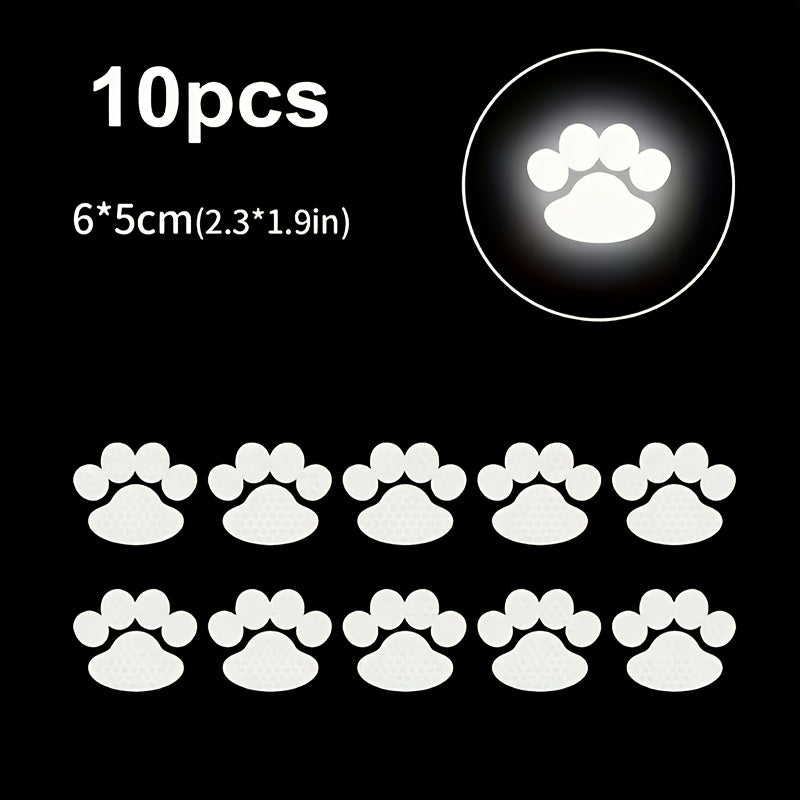 10pcs of Cute Dog Paw Footprints High Intensity Reflective Car Stickers