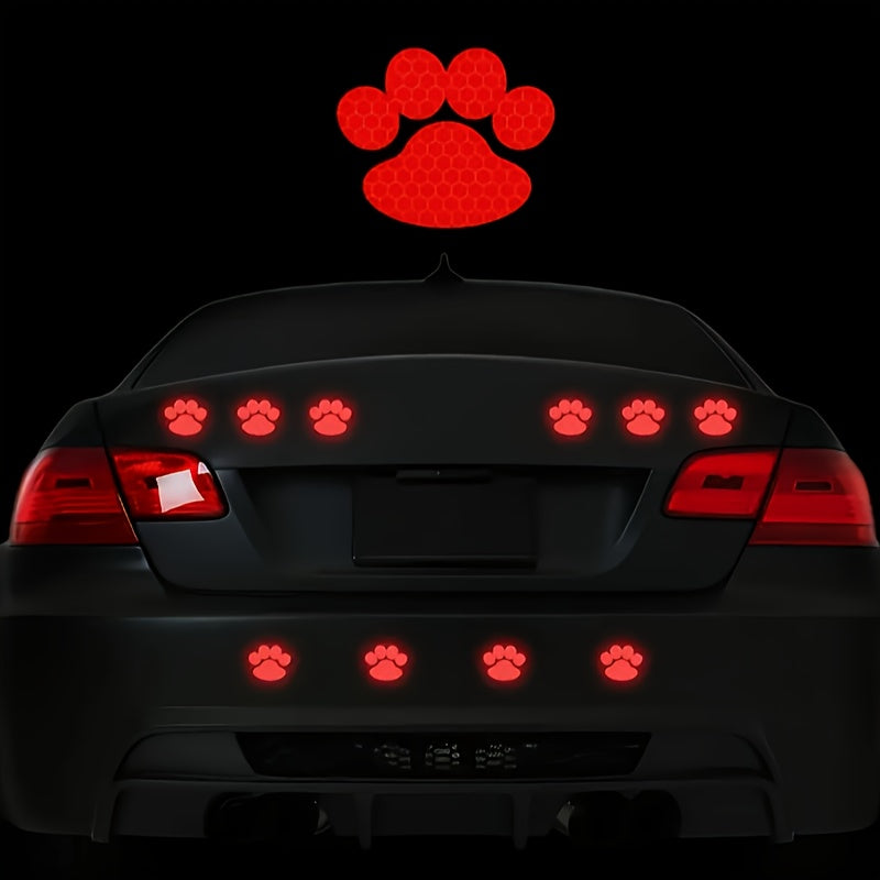 10pcs of Cute Dog Paw Footprints High Intensity Reflective Car Stickers