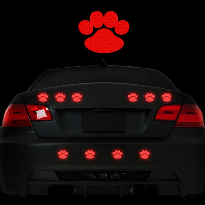 10pcs of Cute Dog Paw Footprints High Intensity Reflective Car Stickers