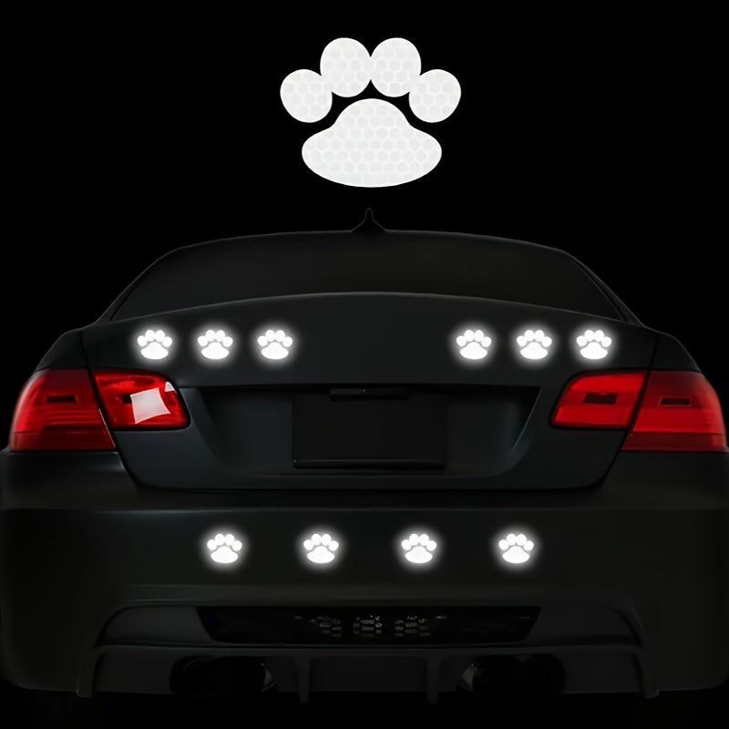 10pcs of Cute Dog Paw Footprints High Intensity Reflective Car Stickers