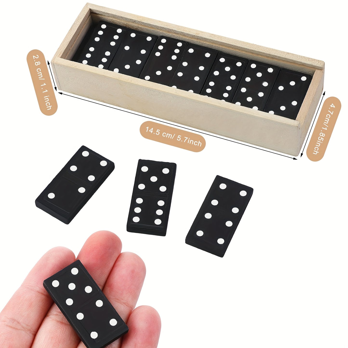 Set of Mini Dominoes in a Wooden Box