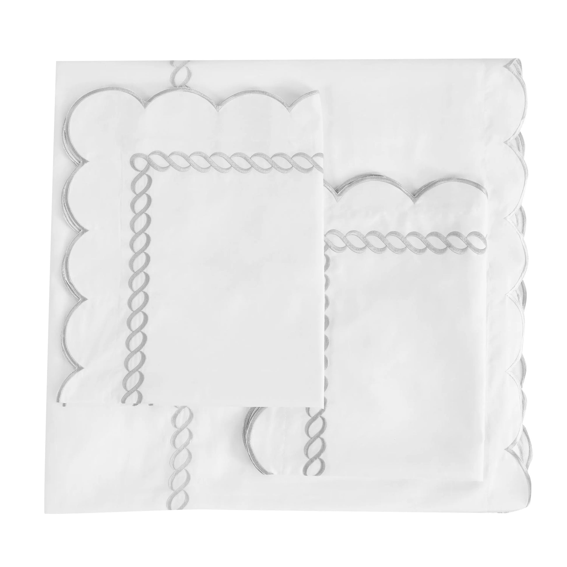 600 Thread Count Scallop Rope Embroidered Cotton Duvet Set Mélange Home