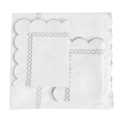 600 Thread Count Scallop Rope Embroidered Cotton Duvet Set Mélange Home