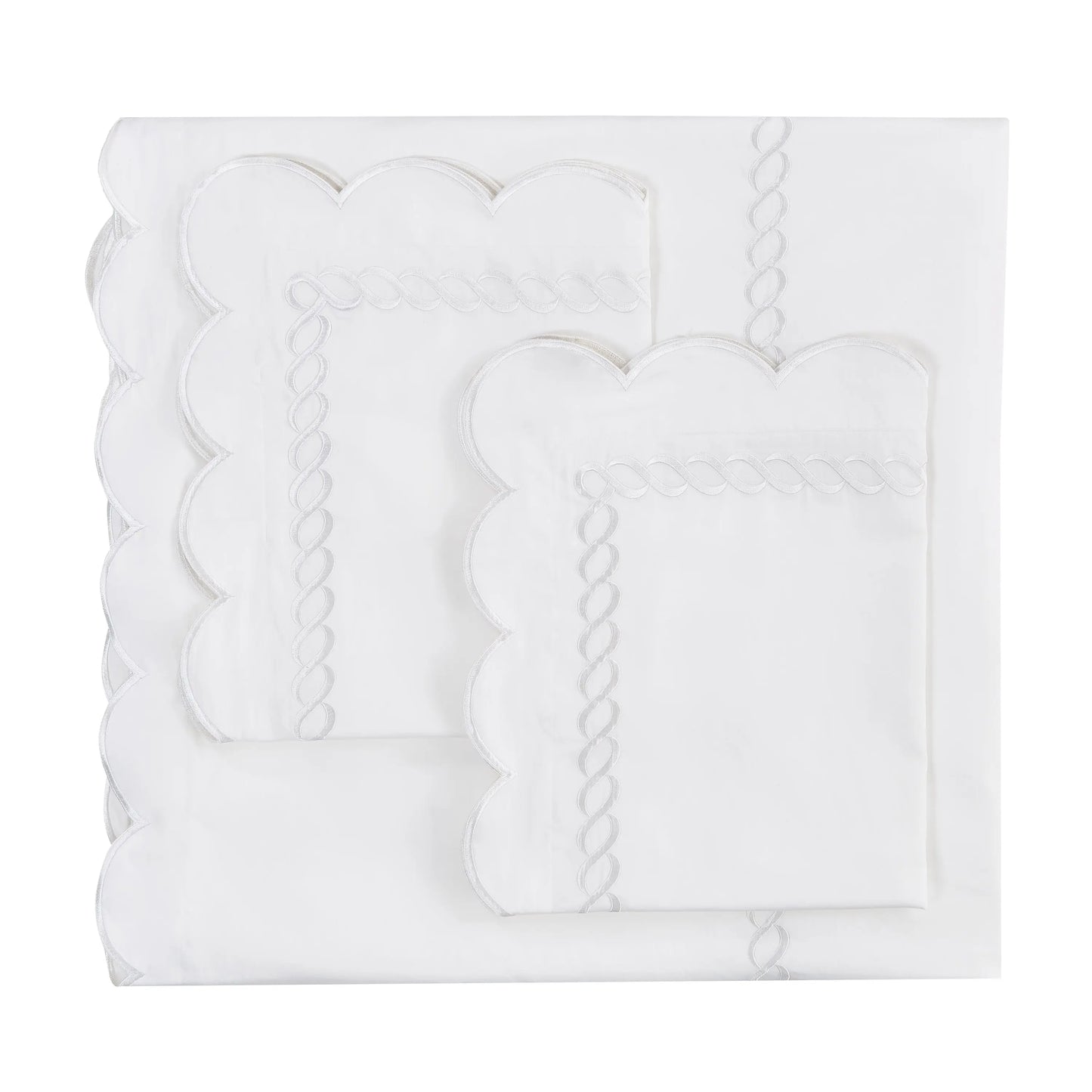 600 Thread Count Scallop Rope Embroidered Cotton Duvet Set Mélange Home