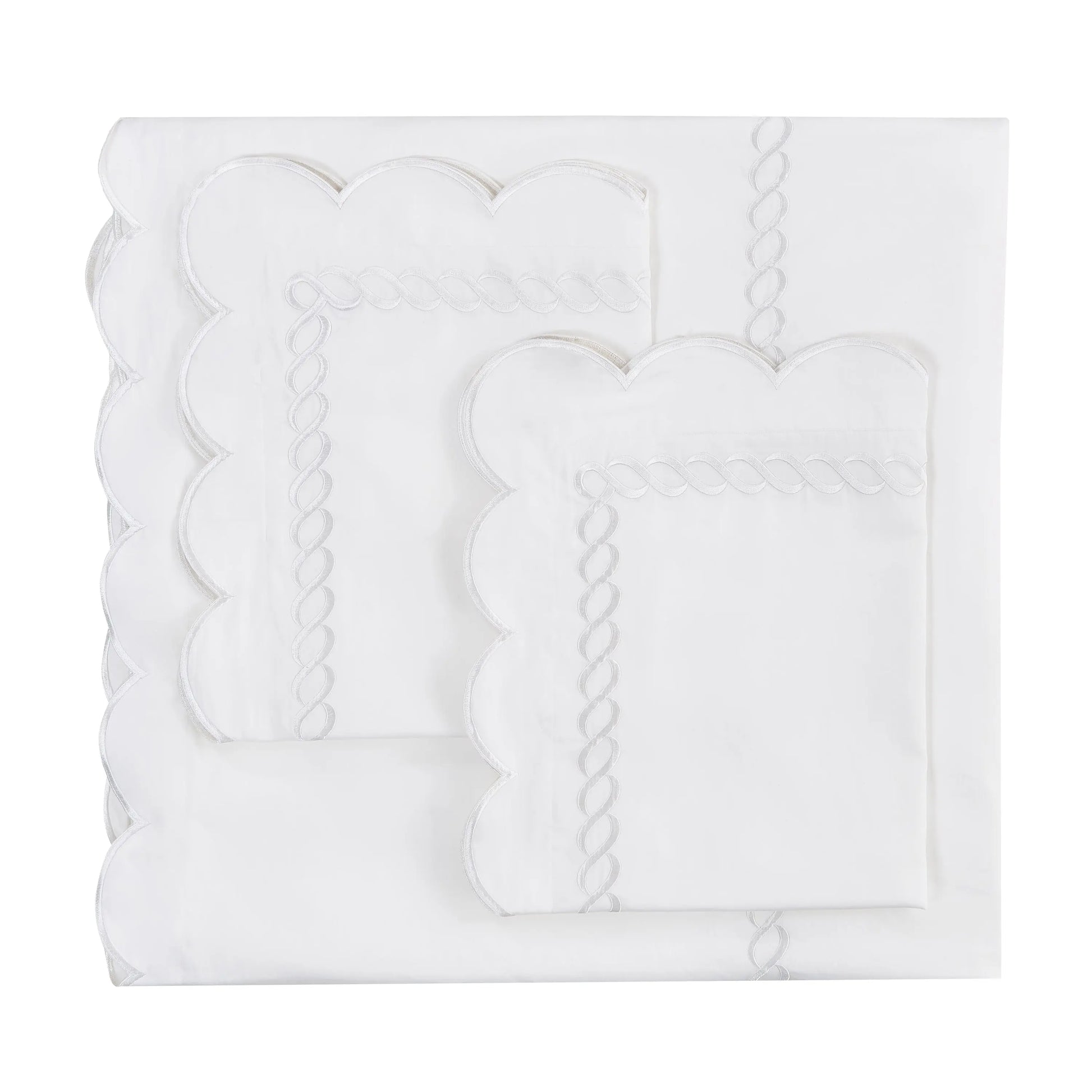 600 Thread Count Scallop Rope Embroidered Cotton Duvet Set Mélange Home