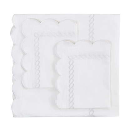 600 Thread Count Scallop Rope Embroidered Cotton Duvet Set Mélange Home