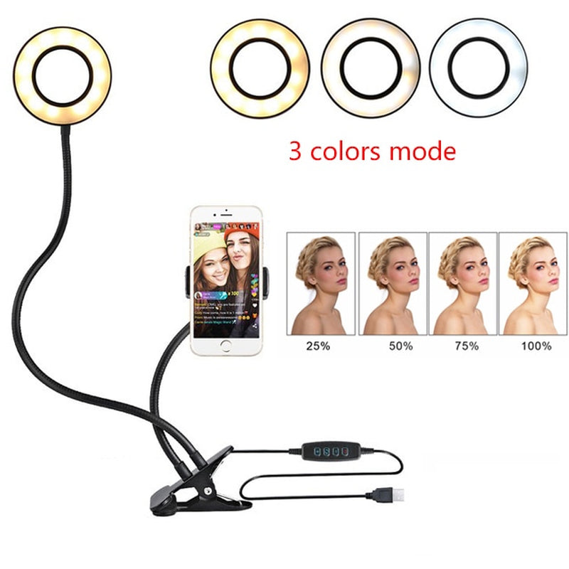 Glow Up Your Selfies! 🌟 Adjustable LED Ring Light for Flawless Makeup & Live Streams - Perfect 8Cm Stand! 💄✨