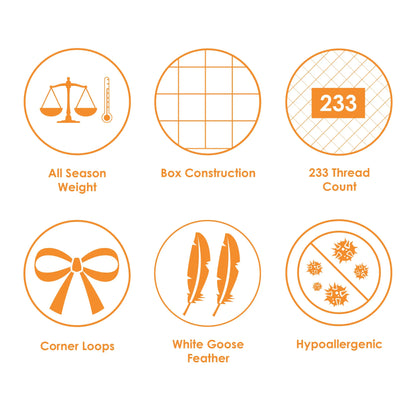 White Goose Feather Comforter - All Season - Queen