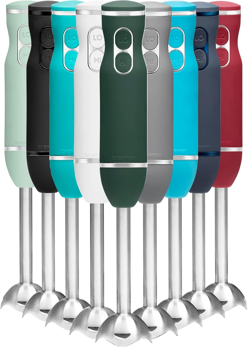 Immersion Stick Hand Blender with Stainless Steel Blades, Powerful Electric Ice Crushing 2-Speed Control Handheld Food Mixer, Purees, Smoothies, Shakes, Sauces & Soups, Forest