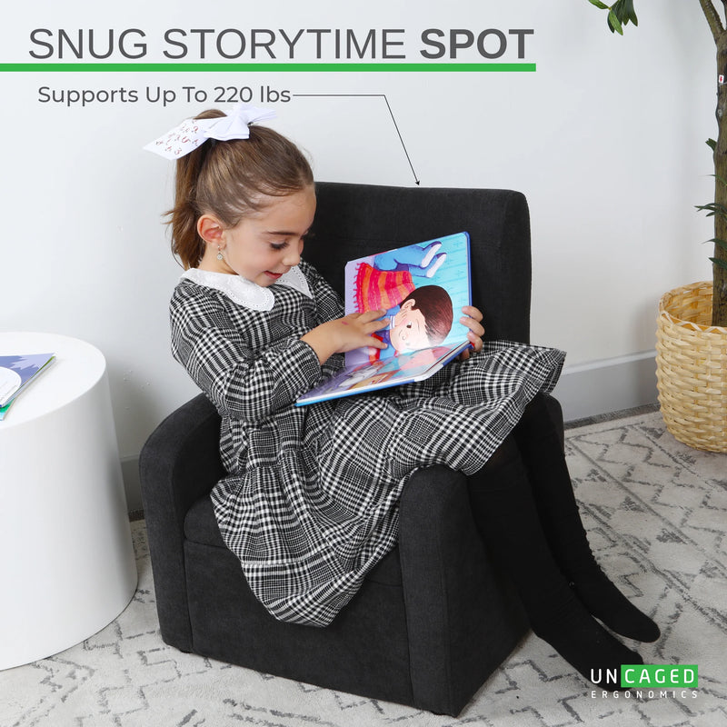 STASH Comfy Kids Sofa Chair – Cute Toddler Chair Toy Storage Chest. Kids Folding Chair Converts to an Ottoman. Small Toddler Chairs for Girls Boys Supports 200Lbs! Kids Lounge Chair Kids Chair Comfy