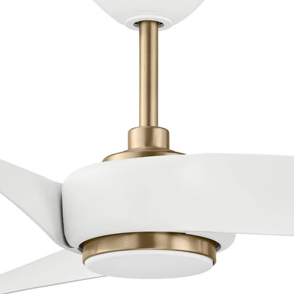 Tudor 56 In. Indoor Brushed Gold with White Blades Ceiling Fan with Adjustable White Integrated LED with Remote Included