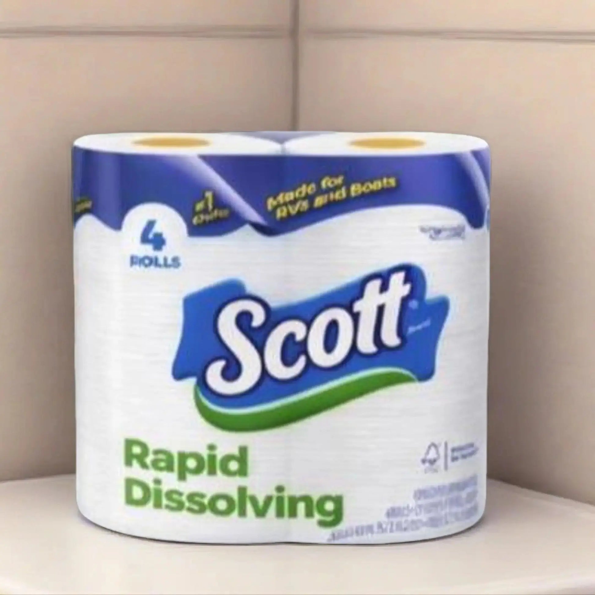 Scott Rapid-Dissolving Toilet Paper, 4 Double Rolls Pack Scott