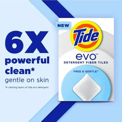 Tide evo Free & Gentle Laundry Tiles Cleaner Value Pack 40 ct for Delicate Fabrics Soft Care Solution Easy to Use Effective Clean