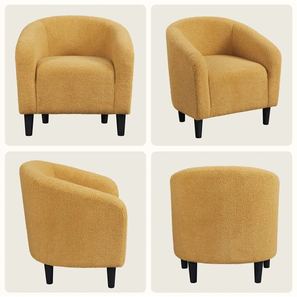 Modern Upholstered Boucle Accent Club Chair for Living Room, Mustard Yellow