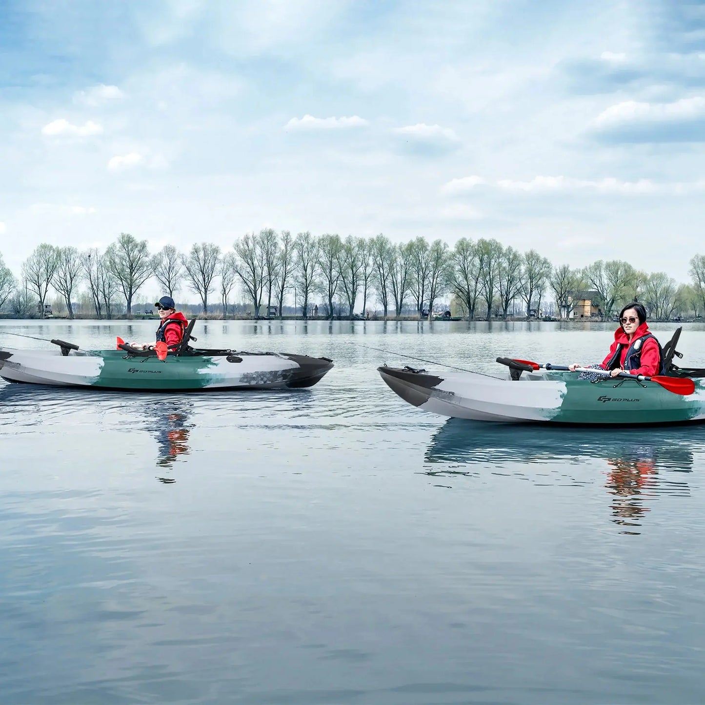 Experience Ultimate Adventure with the Single Sit-On-Top Fishing Kayak Featuring Rod Holders & Paddle!